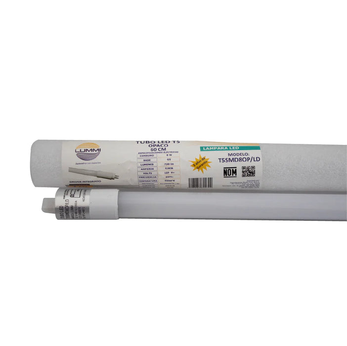 Luminaria LED T5 8W 6500K con Difusor Opalino Base G5