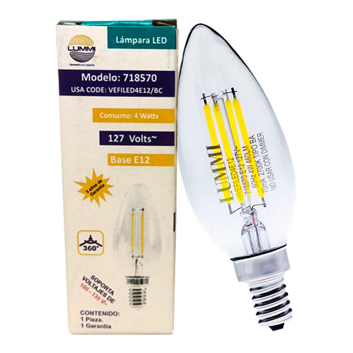 Foco LED Vela Filamento 4W E12 / E14 460 lm (BC / LD)
