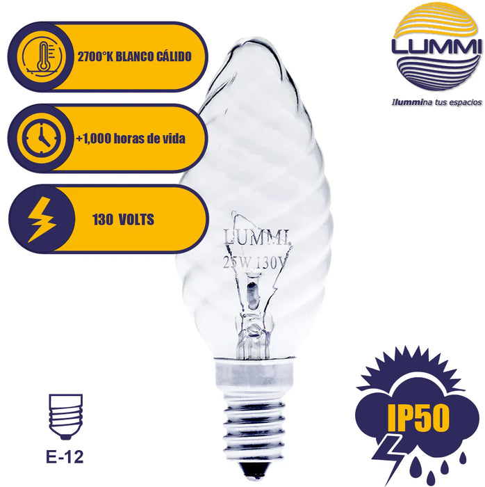 Foco Vela Rizado 25W E14 Incandescente Decorativo