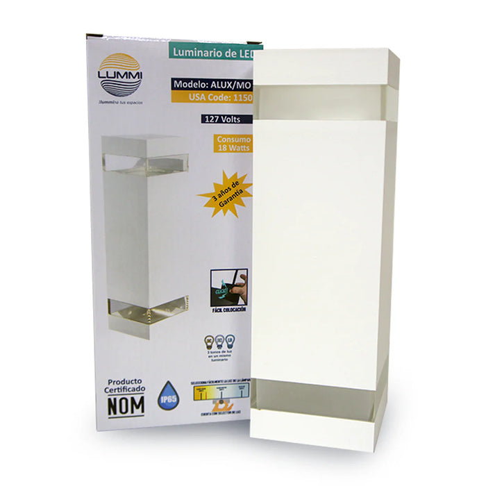 Arbotante de forma prisma cuadrado de 18W (Blanco/Negro)