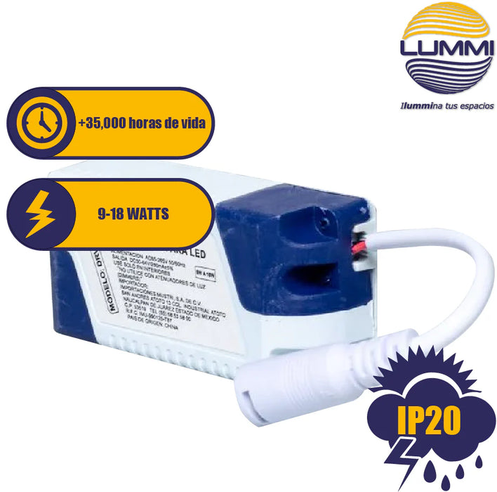 Driver LED 9–18W 300mA 30–64VDC (DRV9-18W)