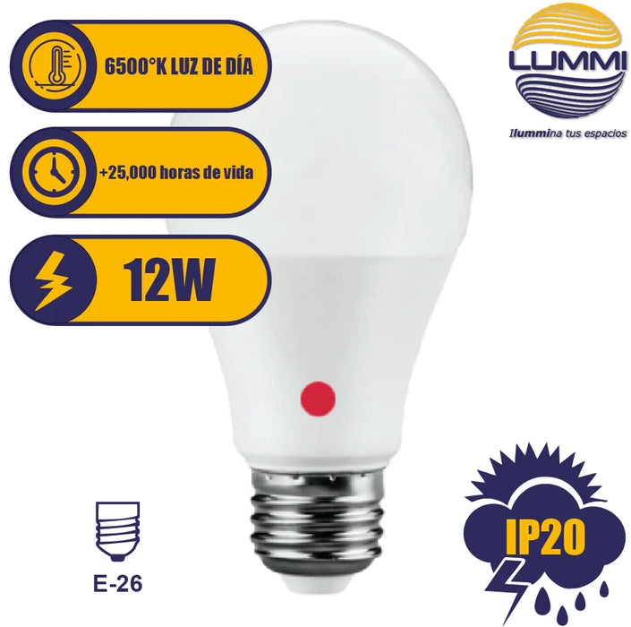 Foco LED A65 12W con Fotocelda Luz de Día E26 (A65FC12/LD)