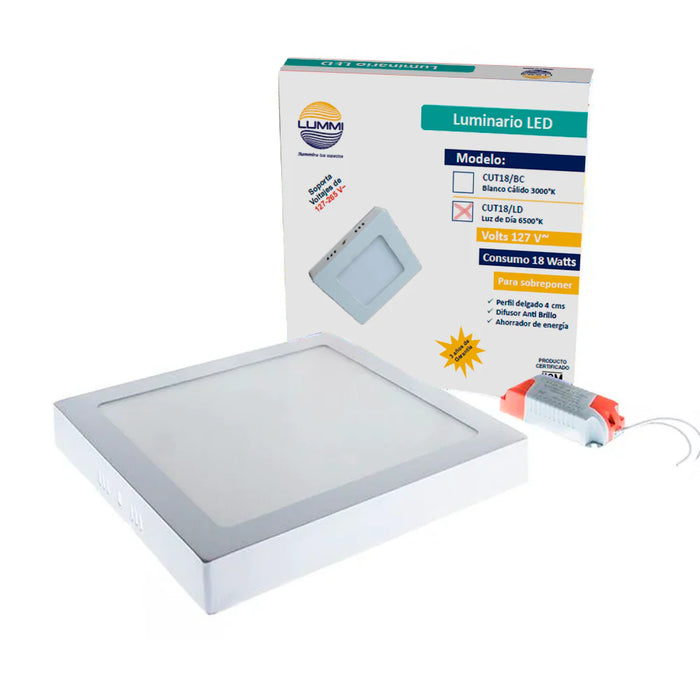Panel LED cuadrado de sobreponer serie CUT 12W / 18W / 24W para techo o plafón