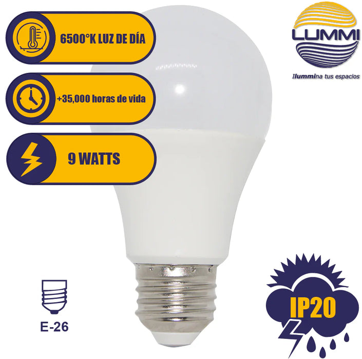 Foco LED A60 9W Base E26 800 lm