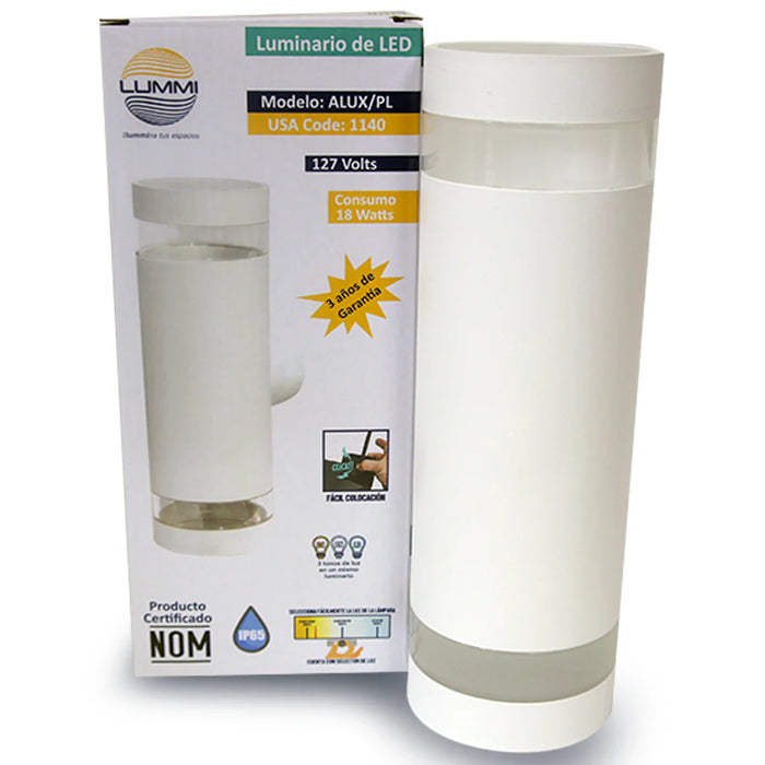 Arbotante LED cilíndrico de 18W (Blanco/Negro)