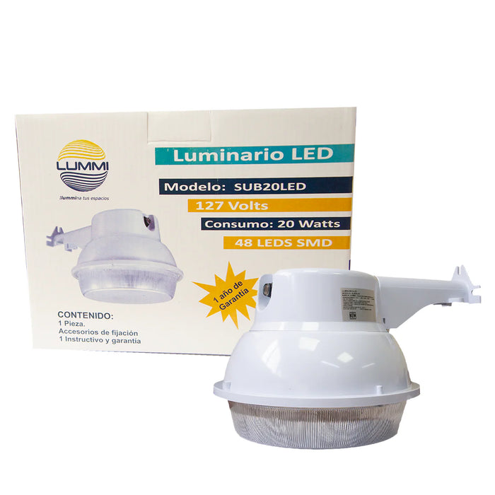 Luminario suburbano LED 20W con fotocelda IP65 (SUB20LED)