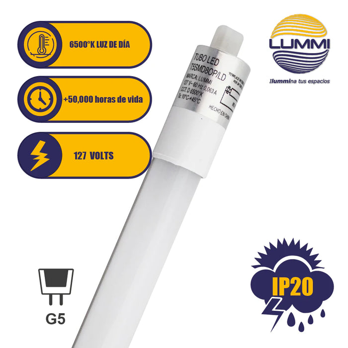 Luminaria LED T5 8W 6500K con Difusor Opalino Base G5
