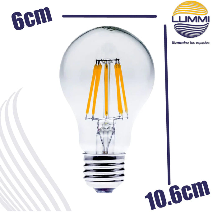 Foco LED Filamento A60 8W Base E26 820 lm