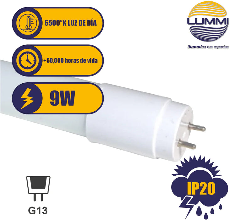 Tubo LED T8 9W 60 cm G13 Luz Blanca 6500K Difusor Opalino