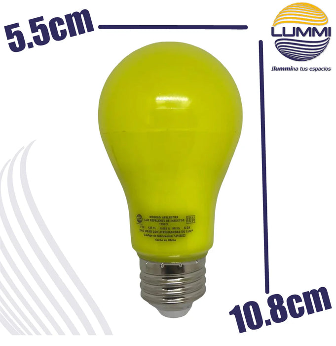 Foco LED Antimosquitos 7W A60 Luz Amarilla E26