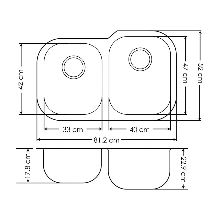 Fregadero de Submontar 2 Tinas EB A31209AL