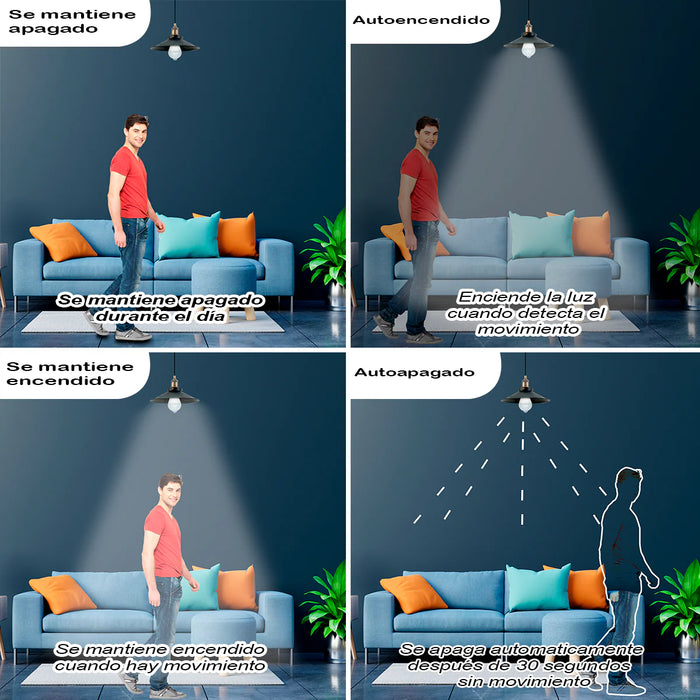 Foco LED Inteligente 9W A60 con Fotocelda y Sensor de Movimiento E26