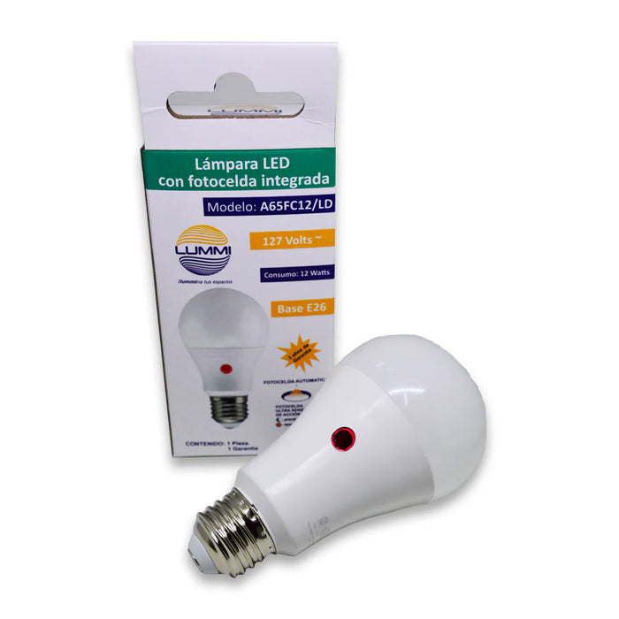 Foco LED A65 12W con Fotocelda Luz de Día E26 (A65FC12/LD)