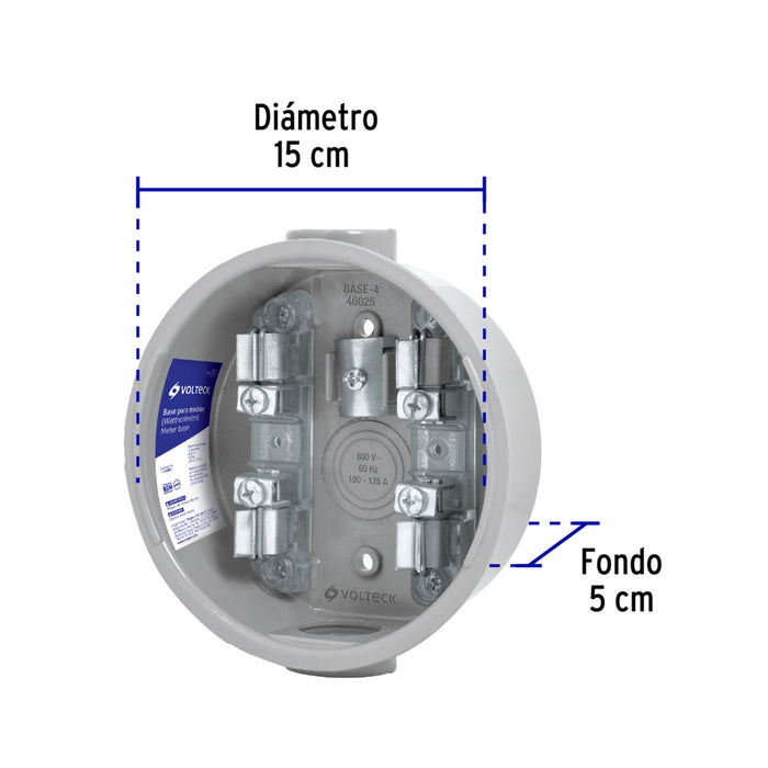 Base para Whatthorímetro 4 terminales Volteck BASE-4