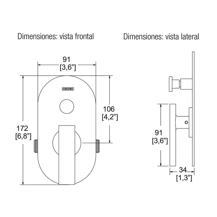 Monomando para Regadera Helvex E-703