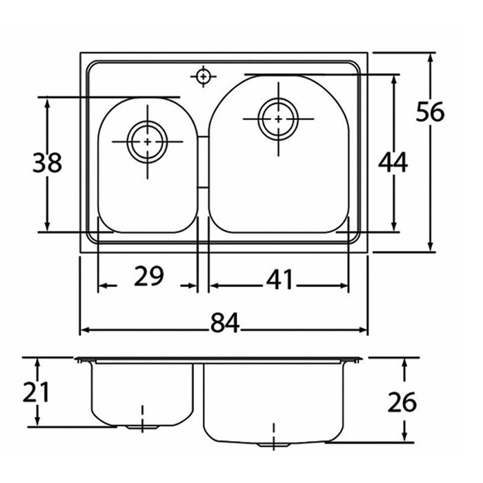Fregadero Doble Tarja EB ECG-332210R