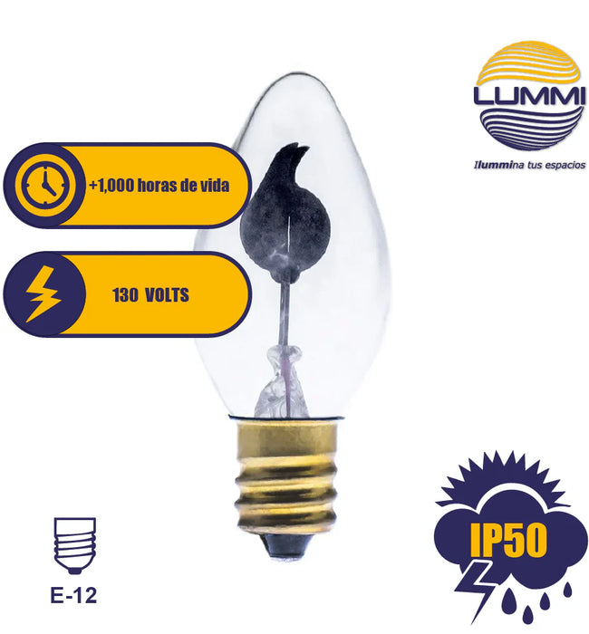 Foco Flicker Neón Tipo Vela 3W E12 Efecto Flama
