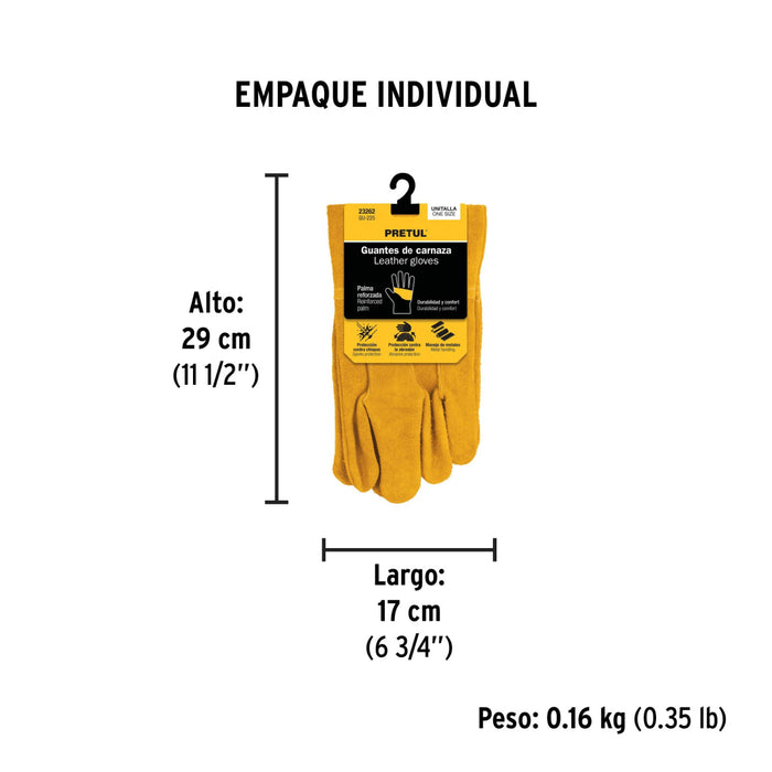 Guantes de Carnaza Cortos Unitalla Pretul GU-225