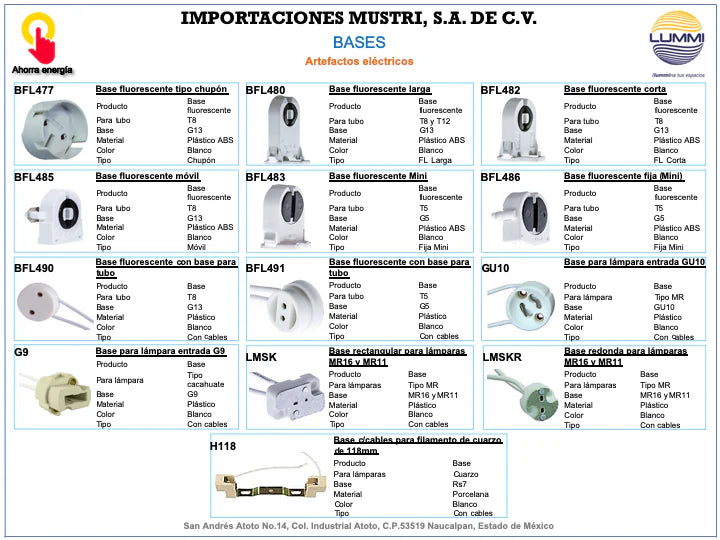 Base para lámpara con entrada GU10