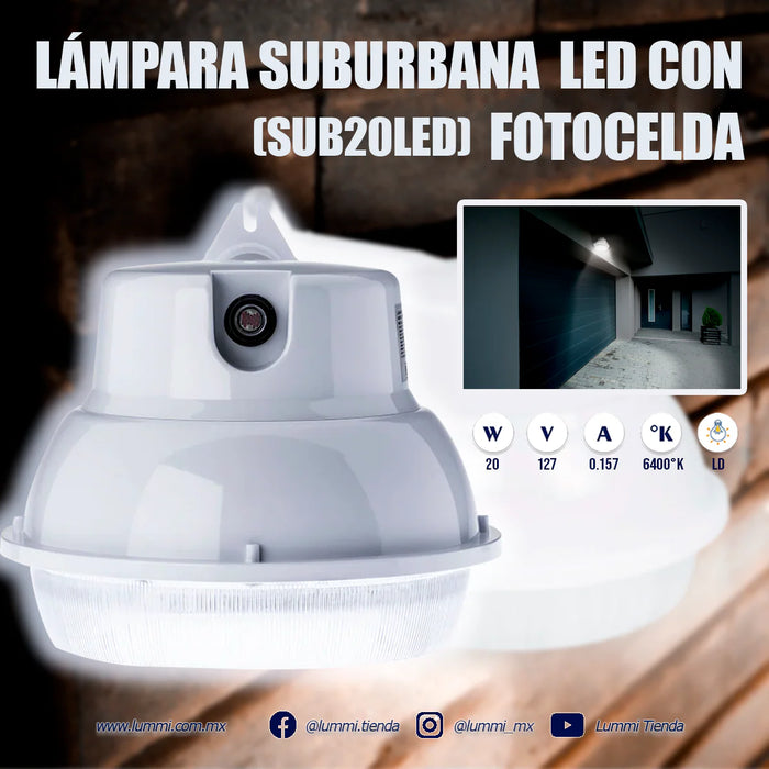 Luminario suburbano LED 20W con fotocelda IP65 (SUB20LED)