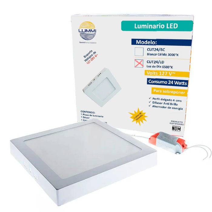 Panel LED cuadrado de sobreponer serie CUT 12W / 18W / 24W para techo o plafón
