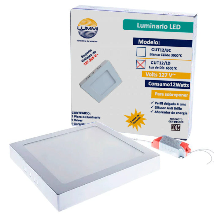 Panel LED cuadrado de sobreponer serie CUT 12W / 18W / 24W para techo o plafón
