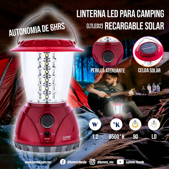 Linterna LED solar recargable para camping 1.2W (LTLED2)