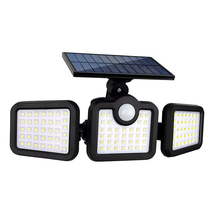 Lámpara Solar con 3 Cabezales Ajustables y Sensor de Movimiento - 108 LEDs