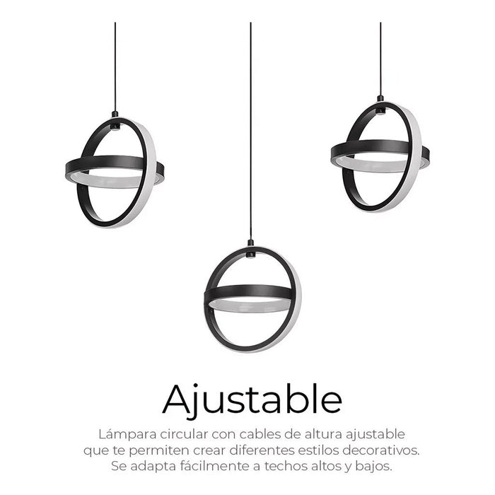 Lámpara Colgante Candil Circular Nórdica LED con 3 Atenuaciones