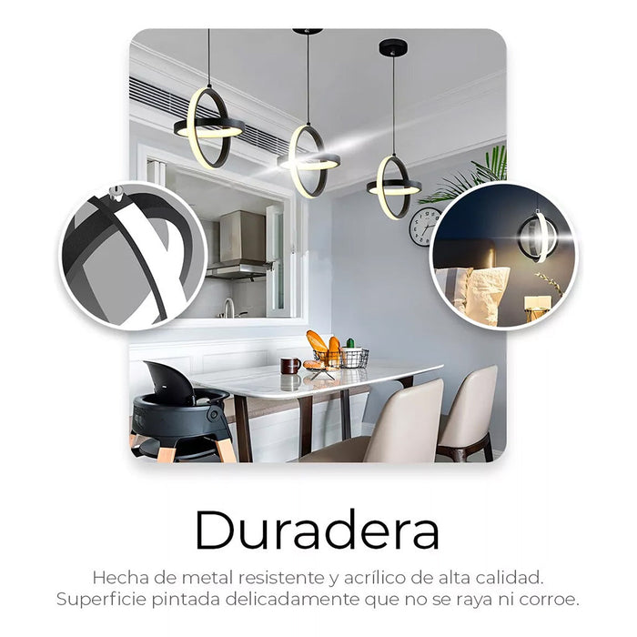 Lámpara Colgante Candil Circular Nórdica LED con 3 Atenuaciones