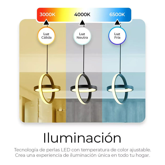 Lámpara Colgante Candil Circular Nórdica LED con 3 Atenuaciones