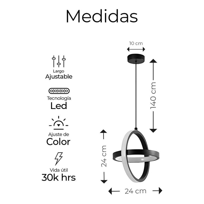 Lámpara Colgante Candil Circular Nórdica LED con 3 Atenuaciones