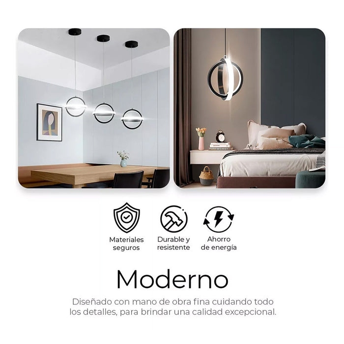 Lámpara Colgante Candil Circular Nórdica LED con 3 Atenuaciones