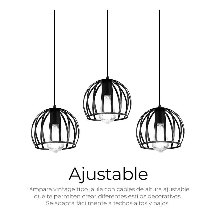 Lámpara Colgante de Techo Vintage 3 Cabezas