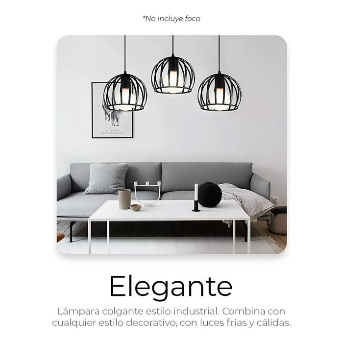 Lámpara Colgante de Techo Vintage 3 Cabezas