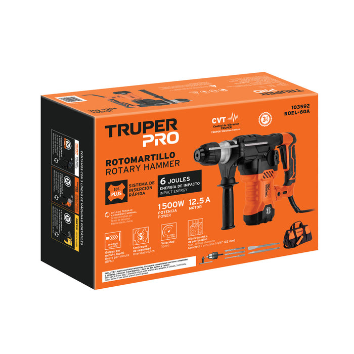 Rotomartillo SDS Plus/Destornillador 6 J 1500W ROEL-60A Truper Pro