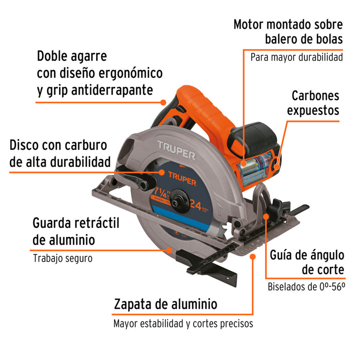 Sierra Circular 7-1/4" Truper Pro SICI-7-1/4A3