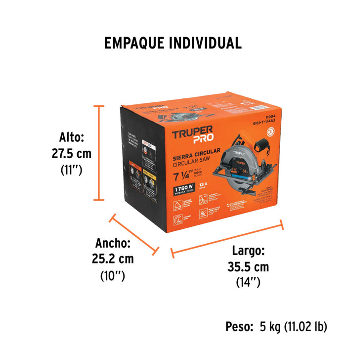 Sierra Circular 7-1/4" Truper Pro SICI-7-1/4A3