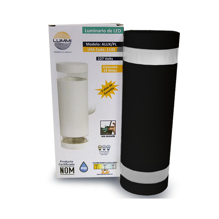 Arbotante LED cilíndrico de 18W (Blanco/Negro)