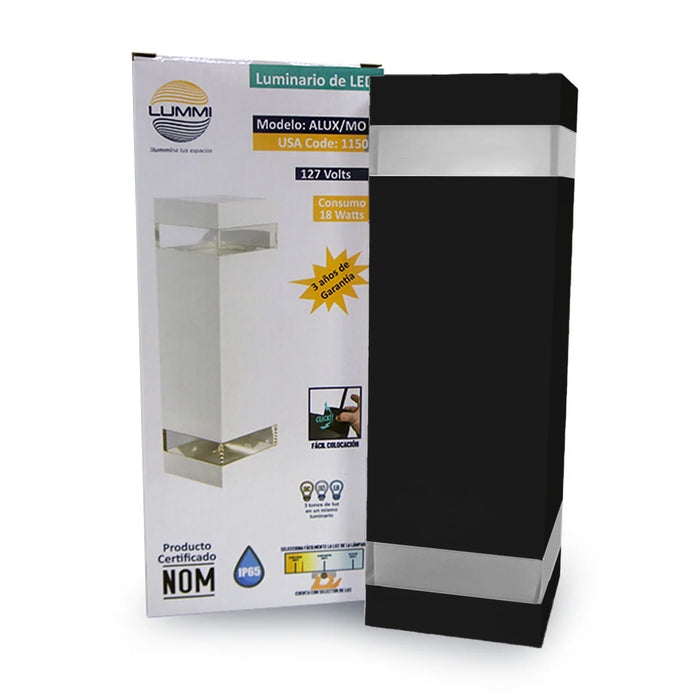 Arbotante de forma prisma cuadrado de 18W (Blanco/Negro)
