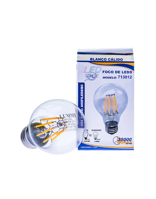 Foco LED Filamento A60 8W Base E26 820 lm