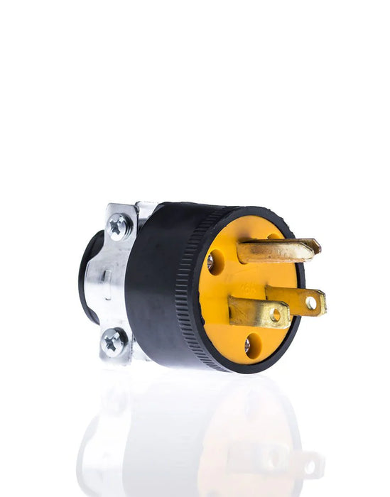 Clavija industrial 2P+T 15A 127V de hule con abrazadera (CL473)