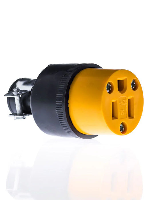 Contacto industrial 2P+T 15A 127V de hule con abrazaderas (CO273)