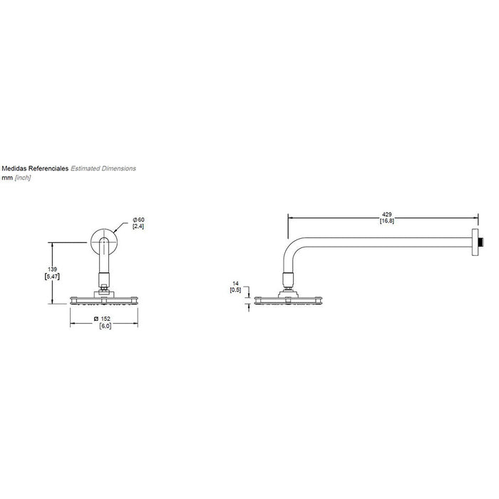 Regadera Chorro Fijo Kúbica Helvex H3006-TR035-EB