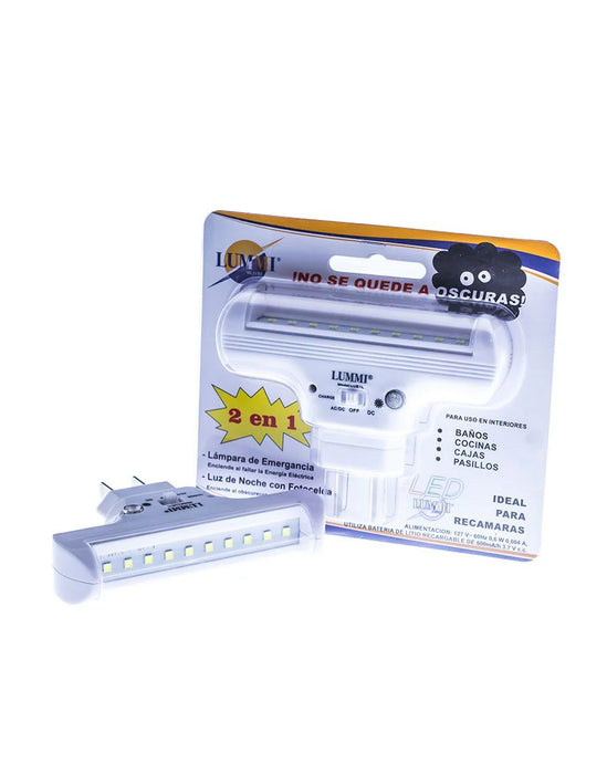 Luminaria de emergencia y linterna LED 2W con fotocelda (LUE1L)