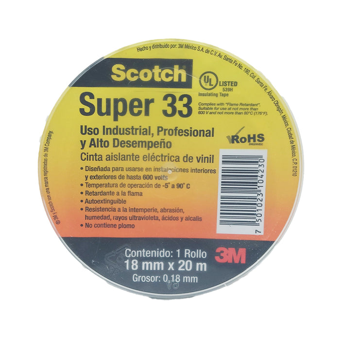 Cinta Eléctrica de Vinil Scotch Super 33 3M