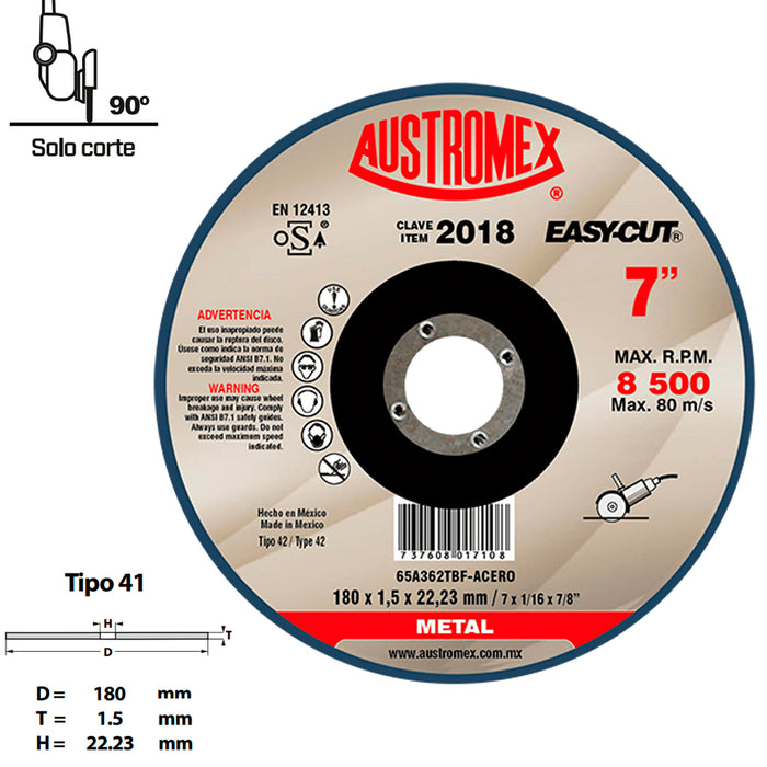 Disco de Corte para Metal Austromex Easy-Cut 2018